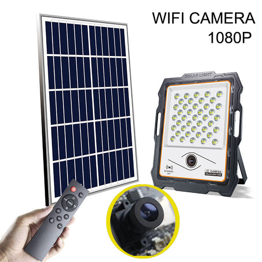 Solar lamp with integrated security camera