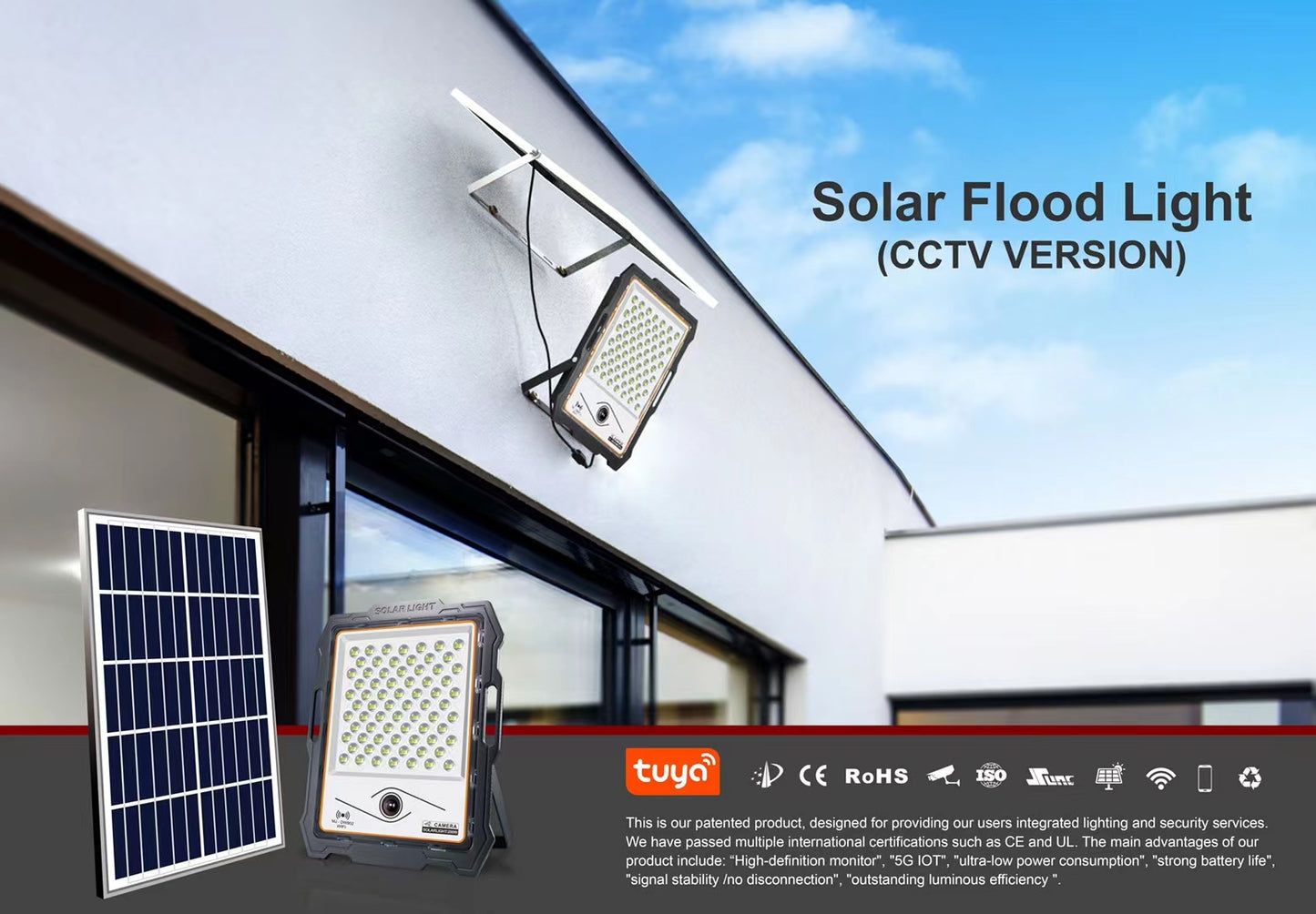 Solar lamp with integrated security camera